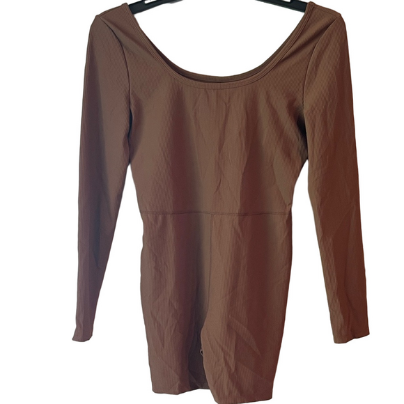 Annebouti Tops - Brown Long Sleeve Women's Bodysuit